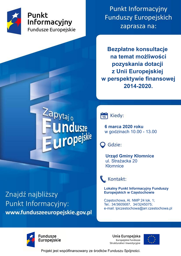 Mobilny Punkt Informacyjny Funduszy Europejskich w Kłomnicach